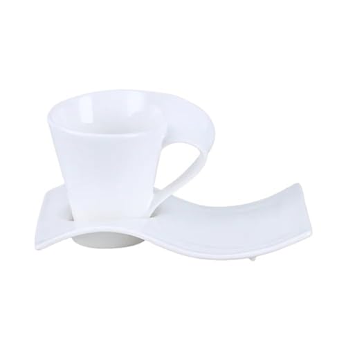 GSXLZ Kaffeetassen Kaffeetasse und Untertasse Set Keramik Pure White Milch Teetasse(Style 13) von GSXLZ