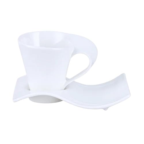 GSXLZ Kaffeetassen Kaffeetasse und Untertasse Set Keramik Pure White Milch Teetasse(Style 14) von GSXLZ