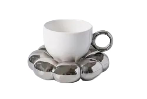 GSXLZ Kaffeetassen Keramik Kaffeetasse Kaffeebecher Mit Keramik Set Tasse Becher Tischdekoration(Sliver) von GSXLZ