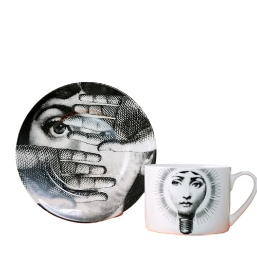 GSXLZ Kaffeetassen Keramik Kaffeetasse und Untertasse Set Büro Nachmittagstee Tasse Kreative Kaffeetasse(Color2) von GSXLZ