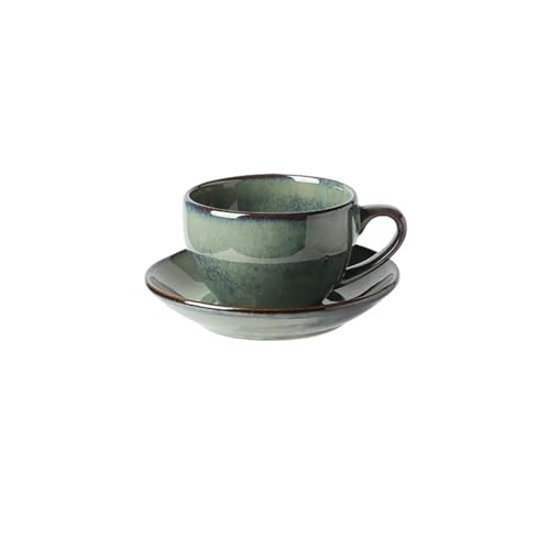 GSXLZ Kaffeetassen Keramik-Latte-Kaffeetasse, Retro-Latte-Tassen-Set, 350 ml(Green 1) von GSXLZ