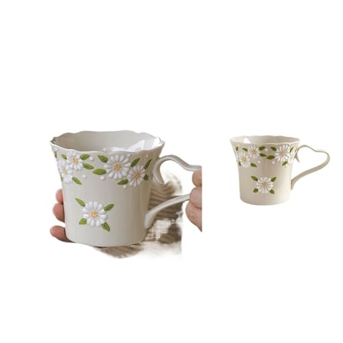 GSXLZ Kaffeetassen Keramikbecher Milch Frühstückstasse und Teller Set Küche Trinkset(Mug) von GSXLZ