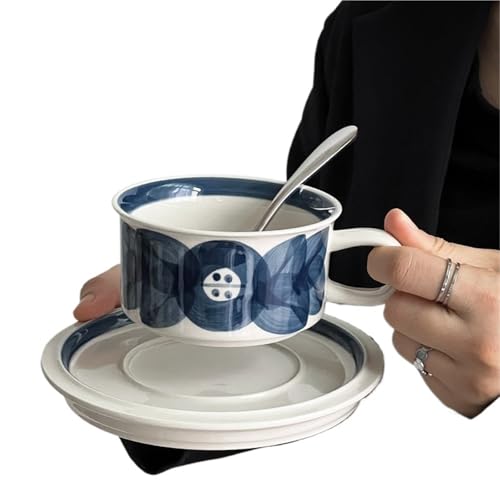 GSXLZ Kaffeetassen Keramiktasse Vintage Tee Wasserbecher Vintage Kaffeetasse und Teller Set Tassen(Mug.01) von GSXLZ