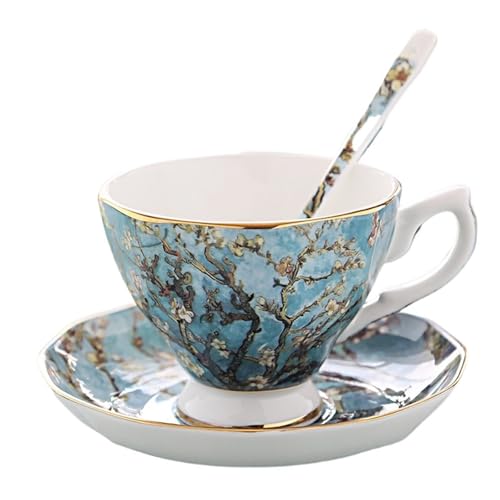 GSXLZ Kaffeetassen Keramiktasse Vintage Tee Wasserbecher Vintage Kaffeetasse und Teller Set Tassen(Style 5) von GSXLZ
