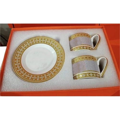 GSXLZ Kaffeetassen Klassische Kaffeetassen und Untertassen Geschirr Kaffeeteller Geschirr Nachmittagstee Kaffee Trinkgeschirr(Red 2) von GSXLZ