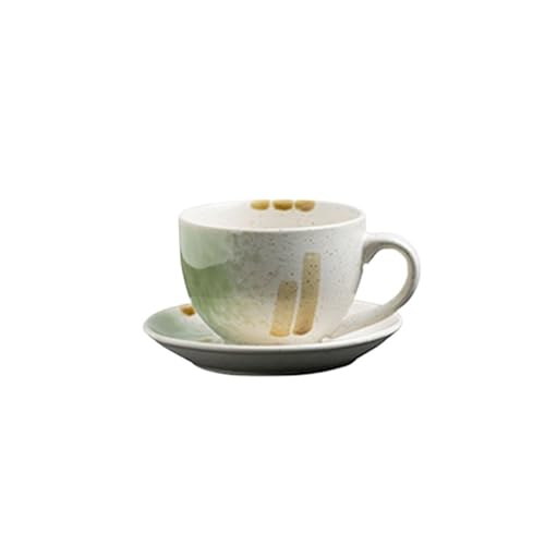 GSXLZ Kaffeetassen Retro Becher Kaffeetasse Keramik Tasse und Untertasse Set Büro Nachmittag Wasser Tasse(Brown) von GSXLZ