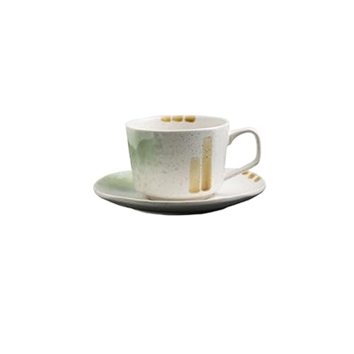 GSXLZ Kaffeetassen Retro Becher Kaffeetasse Keramik Tasse und Untertasse Set Büro Nachmittag Wasser Tasse(Purple) von GSXLZ