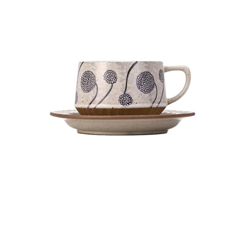 GSXLZ Kaffeetassen Vintage Tasse Kaffeetasse Set Keramik Tassen und Teller Tassen mit Teebecher Kaffeebecher(Cup-02) von GSXLZ