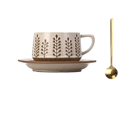 GSXLZ Kaffeetassen Vintage Tasse Kaffeetasse Set Keramik Tassen und Teller Tassen mit Teebecher Kaffeebecher(Cup-15) von GSXLZ