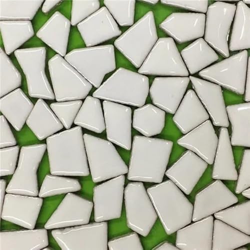 Mosaikfliesen 4,3 Unzen/122 g Polygon-Porzellan-Mosaikfliesen, DIY-Handwerk, Keramikfliesen-Mosaikherstellungsmaterialien, 1–4 cm Länge, 1–4 g/Stück, 3,5 mm Dicke (Color : White, Size : 4.3oz-122g) von GSXLZ
