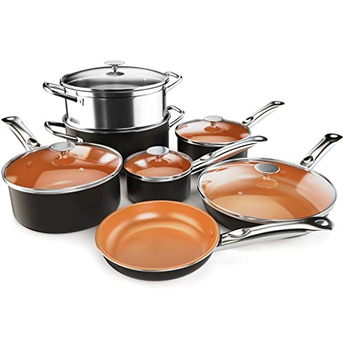 12 -teiliges Kochgeschirrset Nicht -Stick -Wok -Koch -Koch -Topf -Abdeckung Induktion Gas Wok Pan Fritting Pan Kitchenware Vision von GSZCCZS