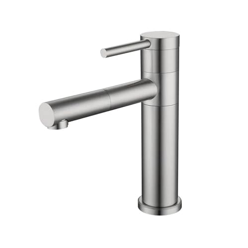 360 ° Drehbecken Badezimmer Arbeitsplatte montiertes Waschbeckenmixer Einer Griff Heißer und Kaltmixer -Wasserhahn (Farbe: 01 kurz) von GSZCCZS