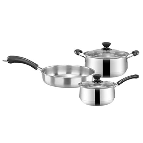 3pcs/ Set Edelstahl -Kochgeschirr Kochgeschirr Set Flachboden Bratpfanne Suppe Pot Pot Pot Kit Kit Kochkochpfanne für Zuhause von GSZCCZS