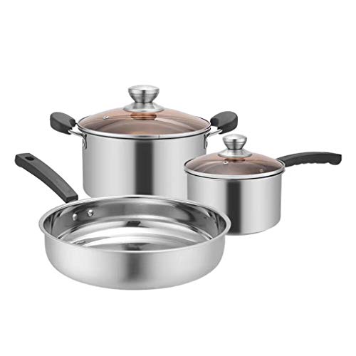 3pcs/Set Edelstahl -Topf -Suppen -Topf Nichtmagnetische Küche Multi -Zweck -Kochgeschirr Non -Stick Pan Induction Cooker Pot, Variety Pack von GSZCCZS