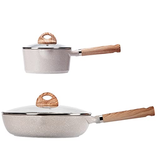 Aluminiumlegierung Nicht-Stick-Kochgeschirrset 2-teiliges Set mit Deckelkombination Frittyer Auflauf Frittierpfanne Küche Kochtopf von GSZCCZS