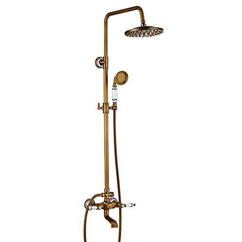 Antique Messing Duscharmatur -Wasserhahn -Wand montiert, 8 Zoll runde Niederschlagskopf mit Badewanne, Messing exponiertes Duschsystem, Badduschmixer Hahn Antique Messing Duscharmatur -Wasserhahn -Wand montiert, 8 Zoll runde Niederschlagskopf mit Badewanne, Messing exponiertes Duschsystem, Badduschmixer Hahn von GSZCCZS