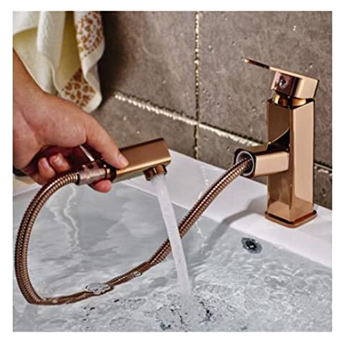 Ausziehen aus dem Badezimmer Tap Mixer Gold Badezimmer Wasserhahn Waschbecken Chrom ausziehen Waschraum Wasserhahn Messing Torneira Banheiro (Farbe: Rosso) von GSZCCZS