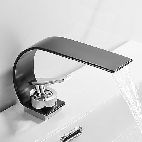 Bad Waschbecken Wasserhahnhahn weißes Messingwaschbecken Wasserhähne Einer Griff Heißer und kaltes Wasserfall moderner eleganter Mixer Taps (Cromo) von GSZCCZS