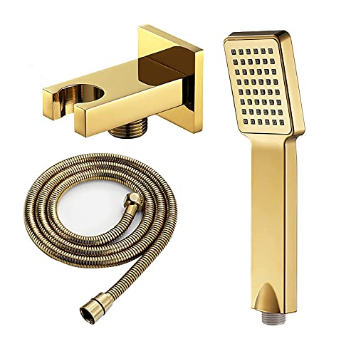 Badezimmer, Toilette, Duschbad Handheld Duschkopf Set Bauchhand gehalten Duschkopf Niederschlag Duschhead Massage Spa Duschkopf Quadrat Handduschkopf mit Duschschlauch, Duschhalter, Titanium Gold B Badezimmer, Toilette, Duschbad Handheld Duschkopf Set Bauchhand gehalten Duschkopf Niederschlag Duschhead Massage Spa Duschkopf Quadrat Handduschkopf mit Duschschlauch, Duschhalter, Titanium Gold B von GSZCCZS