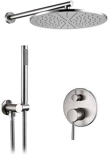 Badezimmer Dusche Wasserhahn System Set, gebürstete Messingbautaninstallation Regen Duschkopf Handsprühung zwei Funktionen heiße kalte Mischung Badezimmer Wasserhahn mit Handdusche und Duschschlauch, Badezimmer Dusche Wasserhahn System Set, gebürstete Messingbautaninstallation Regen Duschkopf Handsprühung zwei Funktionen heiße kalte Mischung Badezimmer Wasserhahn mit Handdusche und Duschschlauch, von GSZCCZS