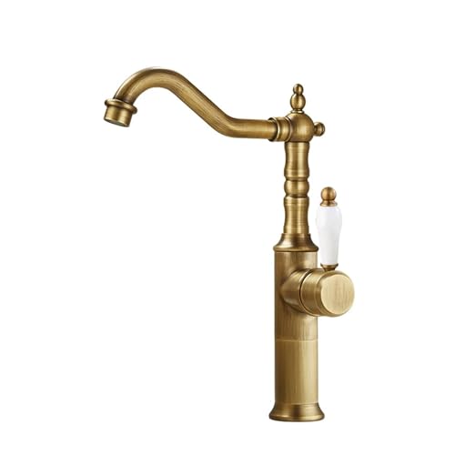 Chrom antike Messingbecken Wasserhahn Eingriff Mixer Tap 360 Rotation Küchenarmatur Küchenmischer Haken gold schwarz, Küchenspüle Wasserhahn von GSZCCZS