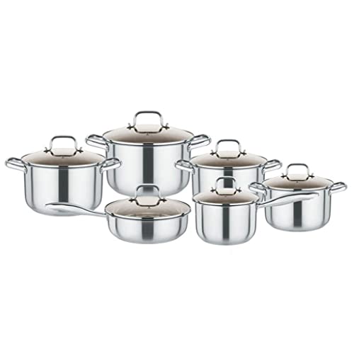 Cookware 304 Edelstahl Kochgeschirr-Set 12-teiliges Kochgeschirr-Set Töpfe und Pfannen mit Glasdeckel Küche Kochgeschirr Variety Pack Cookware 304 Edelstahl Kochgeschirr-Set 12-teiliges Kochgeschirr-Set Töpfe und Pfannen mit Glasdeckel Küche Kochgeschirr Variety Pack von GSZCCZS