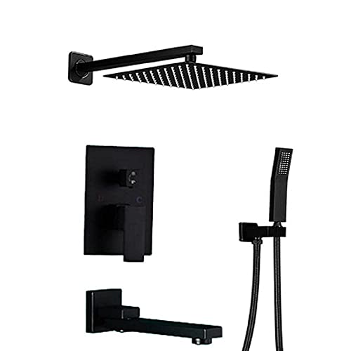 Dusch-Set 3-Funktion Mixer Duschkit Square Regen Duschköpfe Badezimmer Luxus Regenmixer Dusche Combo Set-Black-10 In, Blacka, 10 in von GSZCCZS