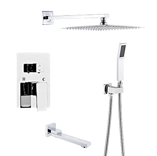 Dusch-Set 3-Funktion Mixer Duschkit Square Regen Duschköpfe Badezimmer Luxus Regenmixer Dusche Combo Set-Black-10 In, Blacka, 10 in von GSZCCZS