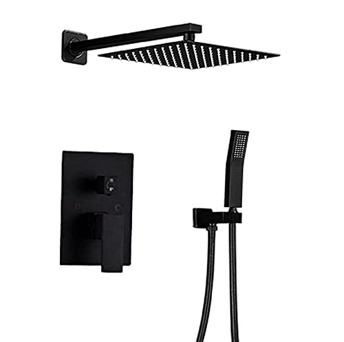 Dusch-Set 3-Funktion Mixer Duschkit Square Regen Duschköpfe Badezimmer Luxus Regenmixer Dusche Combo Set-Black-10 In, Blacka, 10 in von GSZCCZS