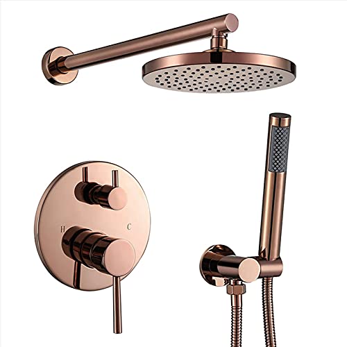 Duschmixer -Set Roségold, 8 Zoll Abs Duschkopf und Hand Duschwand montiertes Badezimmer Duschsystem Regenmixer Duschset Set Duschmixer -Set Roségold, 8 Zoll Abs Duschkopf und Hand Duschwand montiertes Badezimmer Duschsystem Regenmixer Duschset Set von GSZCCZS