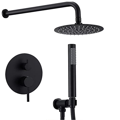Duschset Dual-Funktion Mixer Duschkit Black 10 im runden Duschkopf mit Handheld-Duschkopf und Schlauchset Regen Duschkit, A-8 Tum Duschset Dual-Funktion Mixer Duschkit Black 10 im runden Duschkopf mit Handheld-Duschkopf und Schlauchset Regen Duschkit, A-8 Tum von GSZCCZS