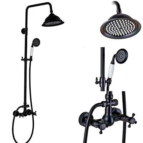 Duschsystem Schwarze Bronze Duscharmaturen -Set Niederschlag 8 Duschkopf Badezimmer Duschmischer Tippwand mit heißem kaltem Duschmixer Kitsbronze A01, Schwarz Bronze C02 Duschsystem Schwarze Bronze Duscharmaturen -Set Niederschlag 8 Duschkopf Badezimmer Duschmischer Tippwand mit heißem kaltem Duschmixer Kitsbronze A01, Schwarz Bronze C02 von GSZCCZS