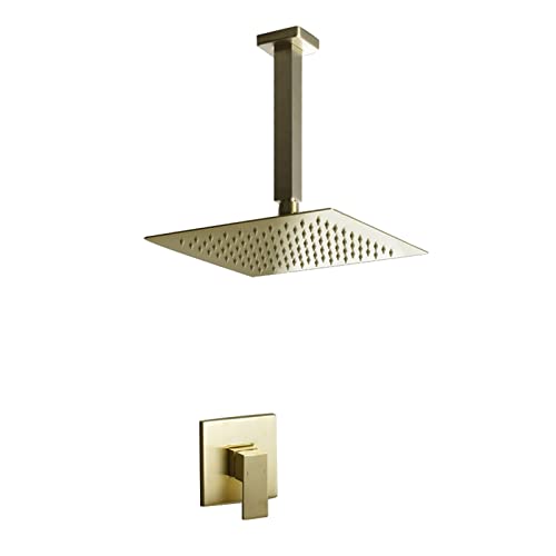 Duschsystem versteckte Duscharmaturen-Set-Wand-Montierte goldene Duschkombination mit Wasserfall Niederschlag Duschkopf, A-12 Tum Duschsystem versteckte Duscharmaturen-Set-Wand-Montierte goldene Duschkombination mit Wasserfall Niederschlag Duschkopf, A-12 Tum von GSZCCZS