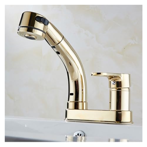 Eingriff mit zwei Löchern Badezimmerbecken Wasserhahn Heißer und Kaltwassermixer klopfen Waschbecken Wasserhahn Küchenarmatur, einfache Installation von GSZCCZS