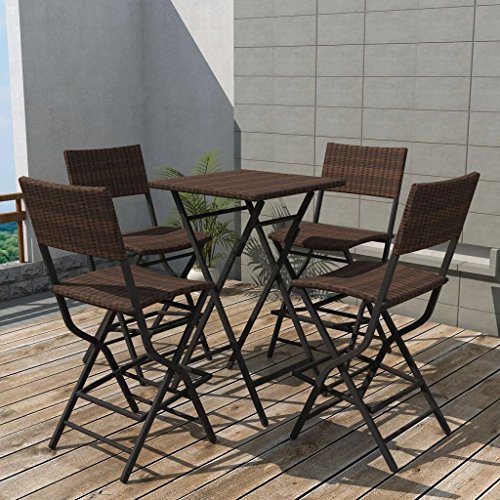 GSZCCZS 5 -teilige Klappe im Freien ESS -Set Stahl Poly Rattan Brown, Rattan -Tisch und Stühle im Freien Garten ESS -Set Möbelset, Sitzer Terrassenmöbel rechteckig Tisch mit Glasoberflächen -Weath GSZCCZS 5 -teilige Klappe im Freien ESS -Set Stahl Poly Rattan Brown, Rattan -Tisch und Stühle im Freien Garten ESS -Set Möbelset, Sitzer Terrassenmöbel rechteckig Tisch mit Glasoberflächen -Weath von GSZCCZS