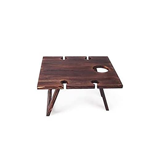GSZCCZS Camptisch Outdoor Picknick Camping Tragbarer Holztisch Klappbarttisch mit Glasweinregal Camping Desktravel Faltbar Fruchttisch (Farbe: von GSZCCZS