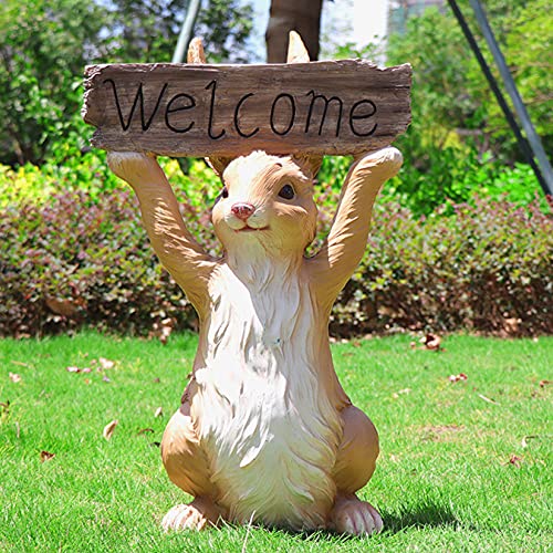 GSZCCZS Outdoor Garden Kaninchenstatue Pflanzer-Riesin großer Garten Pot-Animal Figur Ornament Pflanzenbehälter-dekorative Pflanzentopf Innenkunstblume Vase 24,4 "groß, a von GSZCCZS