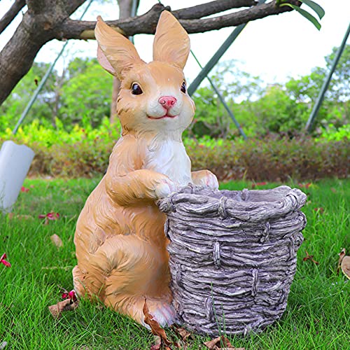 GSZCCZS Outdoor Garden Kaninchenstatue Pflanzer-Riesin großer Garten Pot-Animal Figur Ornament Pflanzenbehälter-dekorative Pflanzentopf Innenkunstblume Vase 24,4 "groß, a von GSZCCZS