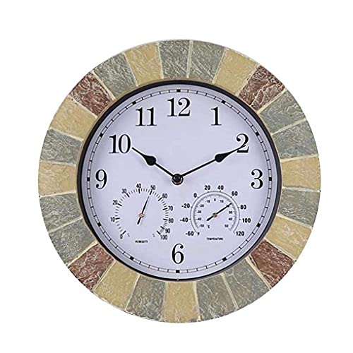 GSZCCZS Wanduhr im Freien wetterfeste Garten Wanduhren Ornamente im Freien mit Temperatur- und Luftfeuchtigkeitsmesser im Freien im Freien im Freien im Freien mit Temperatur und Luftfeuchtigkeit von GSZCCZS