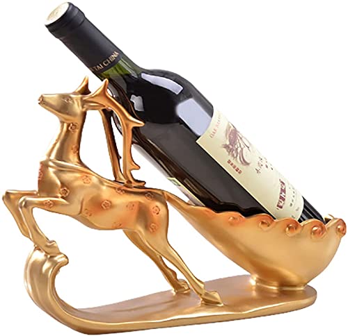 GSZCCZS Weinregal Weinhalter Weinflaschenhalter Aufbewahrung Weinregal, Tabletop Single Wine Accessoire Flaschenhalter, robuste Skulptur Weinflaschenhalter Ornament, Gold Storage Home Decor von GSZCCZS