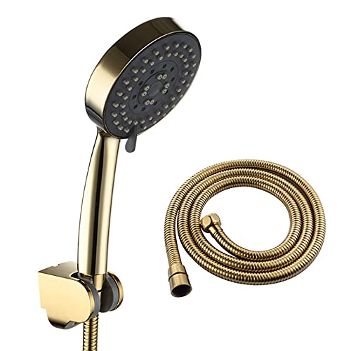 Handheld Duschkopf Set ABS Hand gehalten Duschkopf Niederschlag Duschhead 5 Sprühmodi Massage Spa Duschkopf Round Hand Duschkopf mit Silikondüse, Duschschlauch, Duschhole, Chrom von GSZCCZS