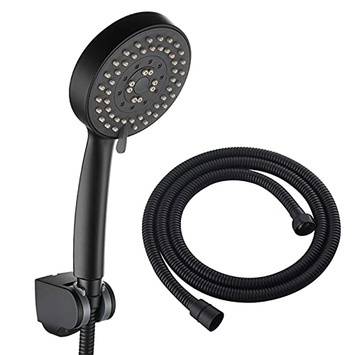 Handheld Duschkopf Set ABS Hand gehalten Duschkopf Niederschlag Duschhead 5 Sprühmodi Massage Spa Duschkopf Round Hand Duschkopf mit Silikondüse, Duschschlauch, Duschhole, Chrom von GSZCCZS