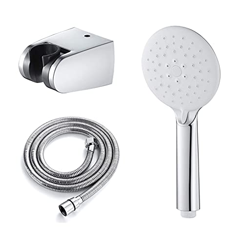Handheld Duschkopf Set Bauch weiß und verchromt gehaltener Duschkopf Niederschlag Duschhead 3 Sprühmodi Massage Spa Duschkopf Round Hand Duschkopf mit Duschschlauch von GSZCCZS