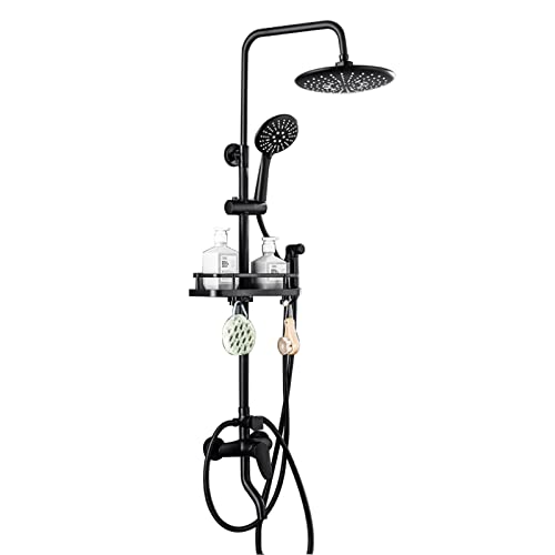 Handheld Duschkopf und Regendusche Kombination Hochdruck 5 Funktion 2 in 1 Duschkopf mit Schlauch, schwarz von GSZCCZS