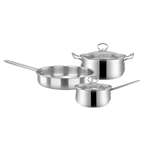 Kochgeschirr 3pcs/Set Edelstahl Kochgeschirr Set Flat Bod Frying Pan Suppen -Topf -Kit -Kit -Kochkochpfanne für Zuhause von GSZCCZS