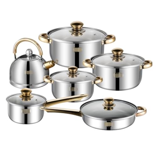 Kochgeschirr -Set -Töpfe und Pfannen Set 6 -Stück Kochgeschirrset Bratpfanne Milch Pfanne Suppe Topf Topf Kessel Edelstahl Küche Kochtopf Kochtopf Kochpfanne Set Set Set Set Set von GSZCCZS