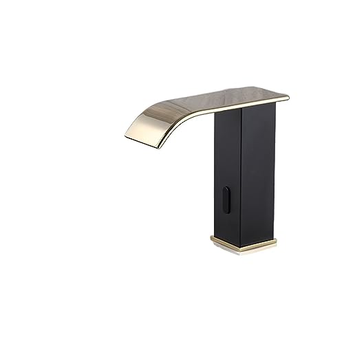 Luxus mattes schwarzes Sensor Badezimmer Wasserhahn kalt und heißes Deck montiertes Hahn kurz und hoher Waschbeckenmixer (Farbe: Gold kurz) von GSZCCZS