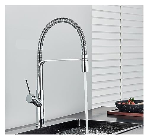 Matt schwarz hohe Küchenspüle Wasserhahn Deck Mount Down Messing Küchenarmatur Heißer und kaltes Wassermixer Tap Eingriff Mixer (Farbe: CHROEM B) von GSZCCZS