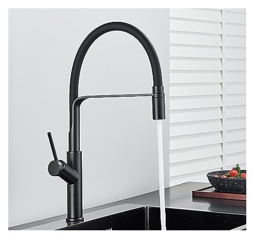 Matt schwarz hohe Küchenspüle Wasserhahn Deck Mount Down Messing Küchenarmatur Heißer und kaltes Wassermixer Tap Eingriff Mixer (Farbe: CHROEM B) von GSZCCZS