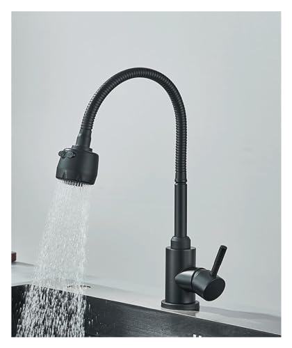 Mattes schwarzes Küchenspüle Wasserhahn universeller schwarzer Schlauch Multi -Muster -Spout -Deck -Mount Heiße und kaltes Wassermischer Küche Spüle Wasserhahn, einfache Installation von GSZCCZS